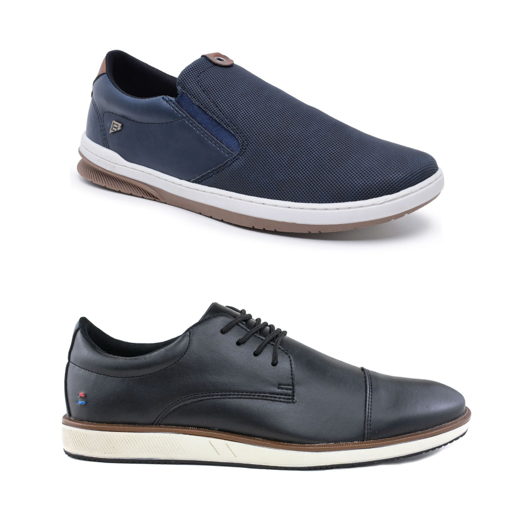 Kit 2 Sapato Social Oxford Masculino & Sapatênis Slip-On Urban