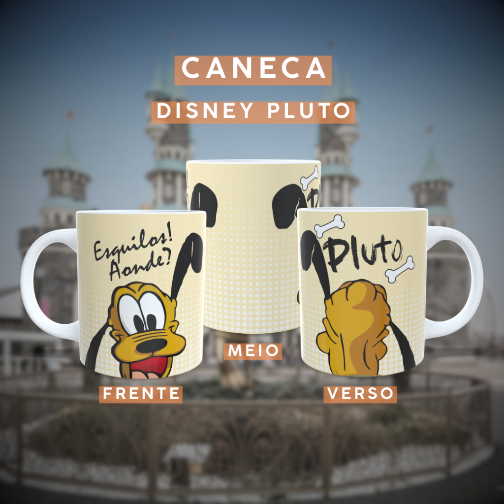 Caneca Disney Pluto | Mickey | Minnie |Tigrão | Leitão | Pateta | Pato Donald | Stitch | Ursino Pooh