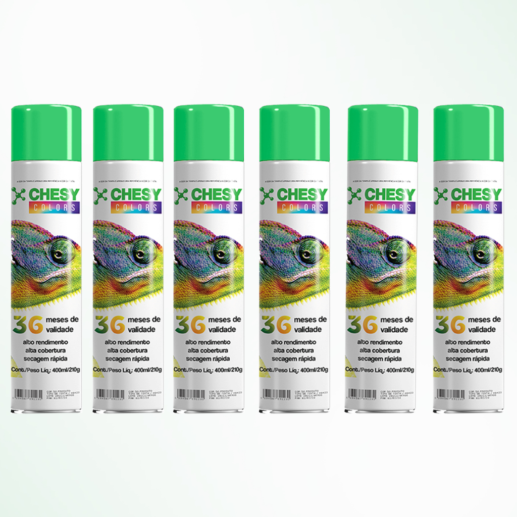 Kit 6 Latas de Tinta Spray Uso Geral Verde Claro 400ml Chesy em Oferta na Shopee