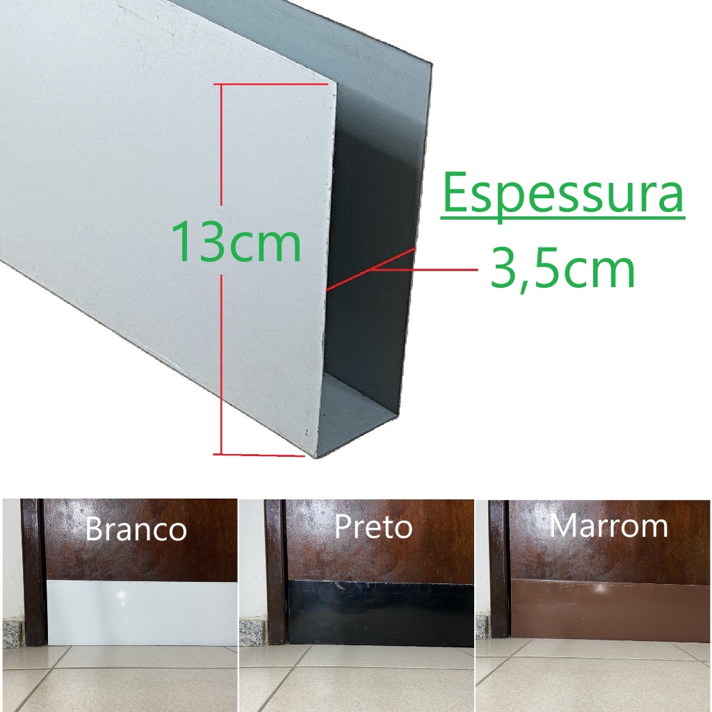Salva Porta 3,5cm x 13cm Altura Fabricado em Aço Galvalume Pintura Eletrostática Tapa Frestas em Oferta na Shopee