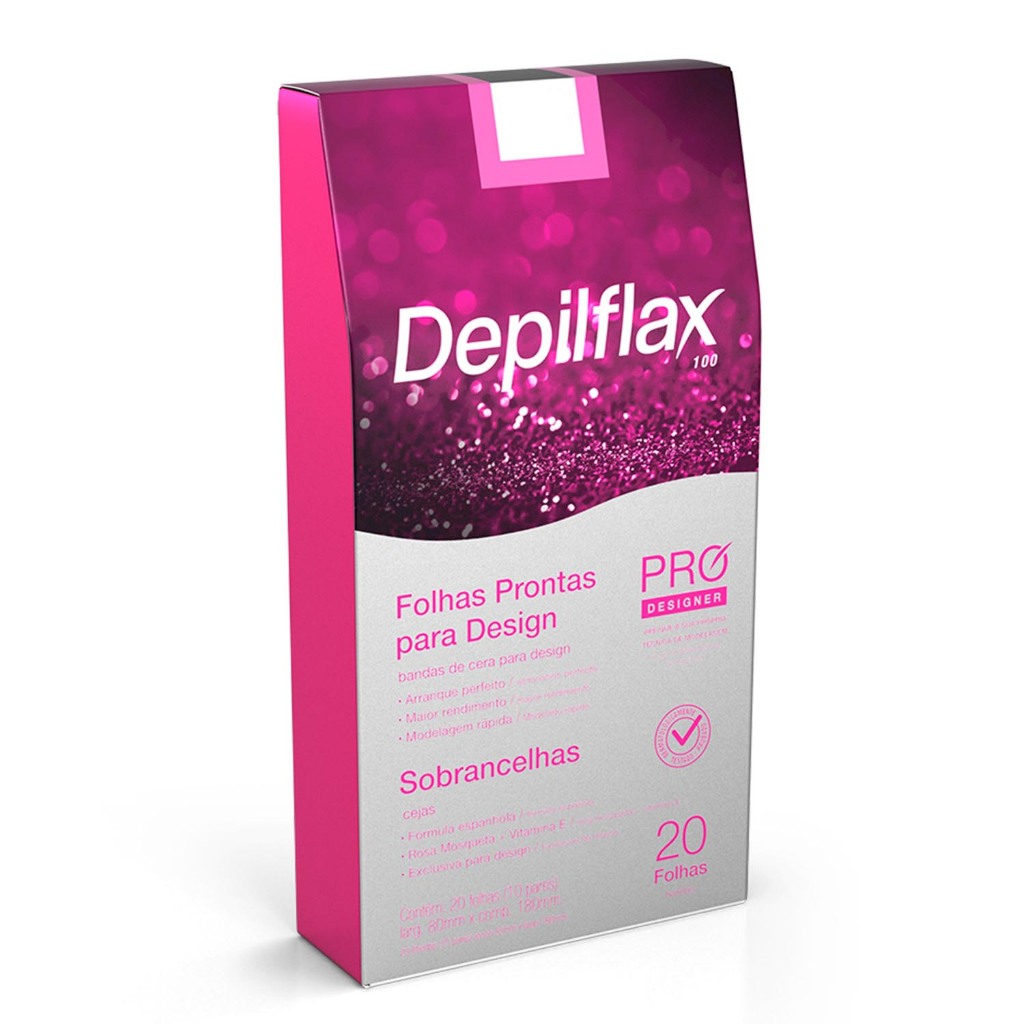 Folhas Prontas para Desing de Sobrancelha Cera Depilatória 20 unidades Depilflax em Oferta na Shopee