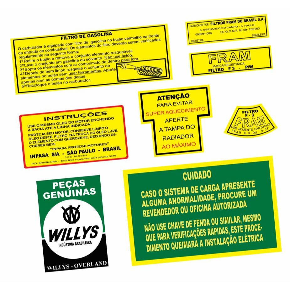 Adesivos Advertência Cofre Motor Ford F75 Willys