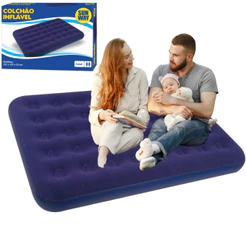 Colchão Casal Inflável Grande Resistente Confortável Prático Acampamento Viagem Multiuso
