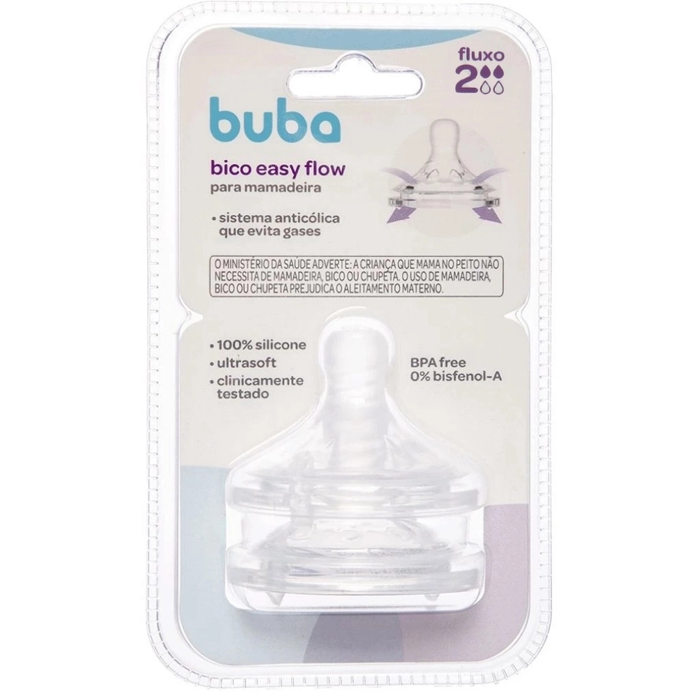 2UN BICO PARA MAMADEIRA EASY FLOW BUBA +2m