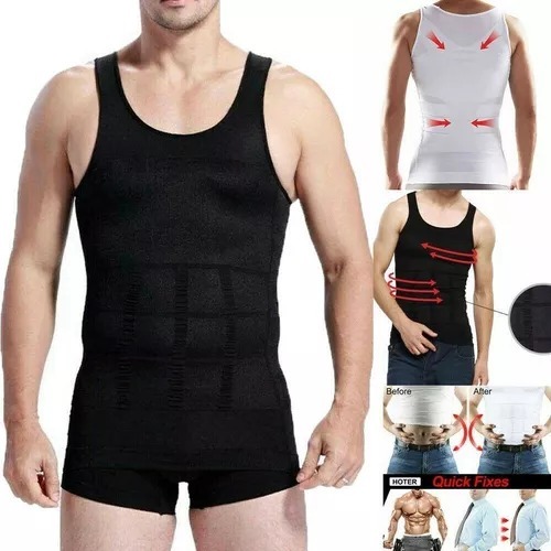 Camisa regata slim preta e branca modela o corpo regata modeladora Cinta Camiseta Compressão Abdominal Masculino Regata