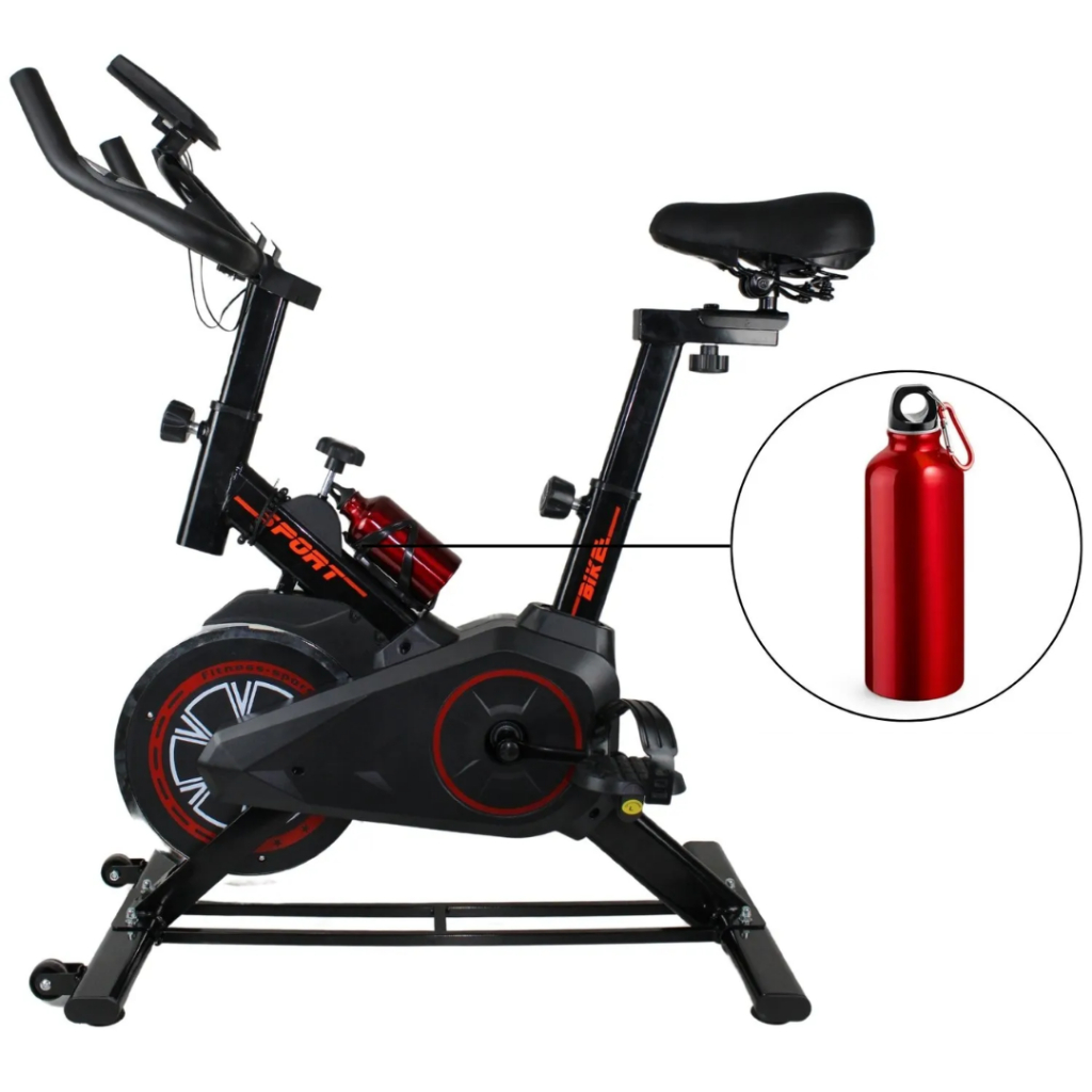 Bicicleta Ergométrica Visor de LED 120kg Qualidade Academia Fitness Spinning Nakasaki + Garrafinha