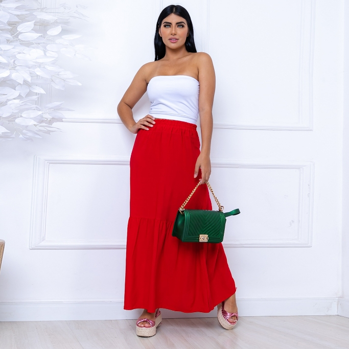 Saia Duas Maria Longo Em Duna Moda Femenina em Oferta na Shopee