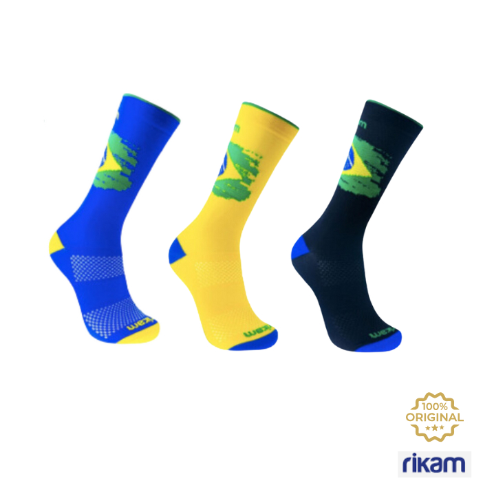 Meia Ciclismo Corrida Bike Brasil Performance Cano Médio Rikam