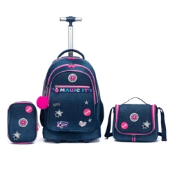 Kit Mochila Rodinha Lancheira Estojo Infantil Juvenil Reforçada Yupe