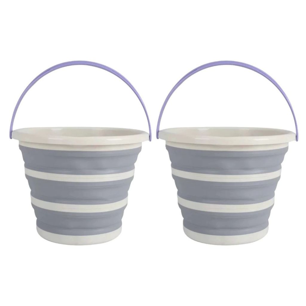 2 Baldes Dobráveis Retrátil Silicone 10 litros Alça Lilás Original Simplo Oikos Resistente - Home & Living