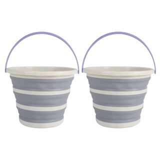 2 Baldes Dobráveis Retrátil Silicone 10 litros Alça Lilás Original Simplo Oikos Resistente em Oferta na Shopee