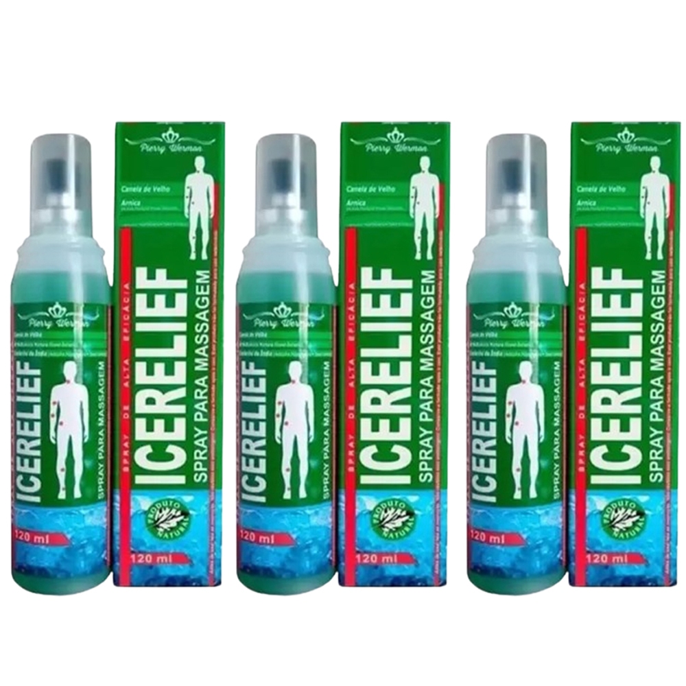 Kit 3x Icerelief Spray Massageador Arnica 120ml Pierry Wermon Kit 3x Icerelief Spray Massageador Arnica 120ml Pierry Wermon