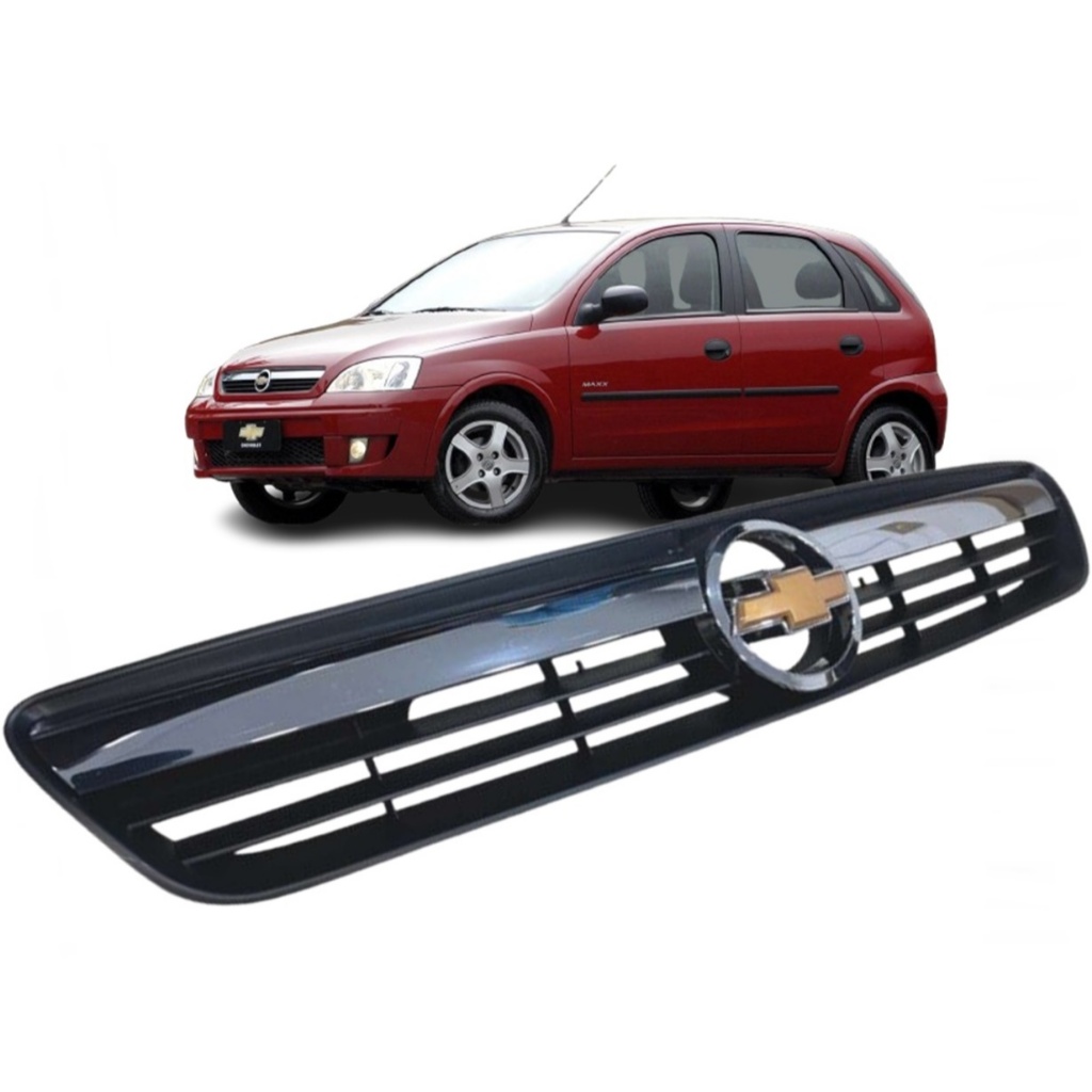 Grade Radiador Dianteira Corsa Montana 2007 / 2012 Com Friso Cromado e Dourado