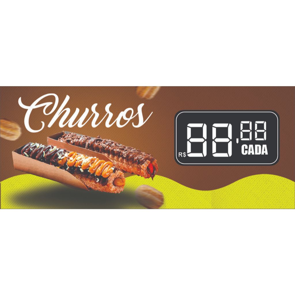 Faixa lona churros 0,50x1,20