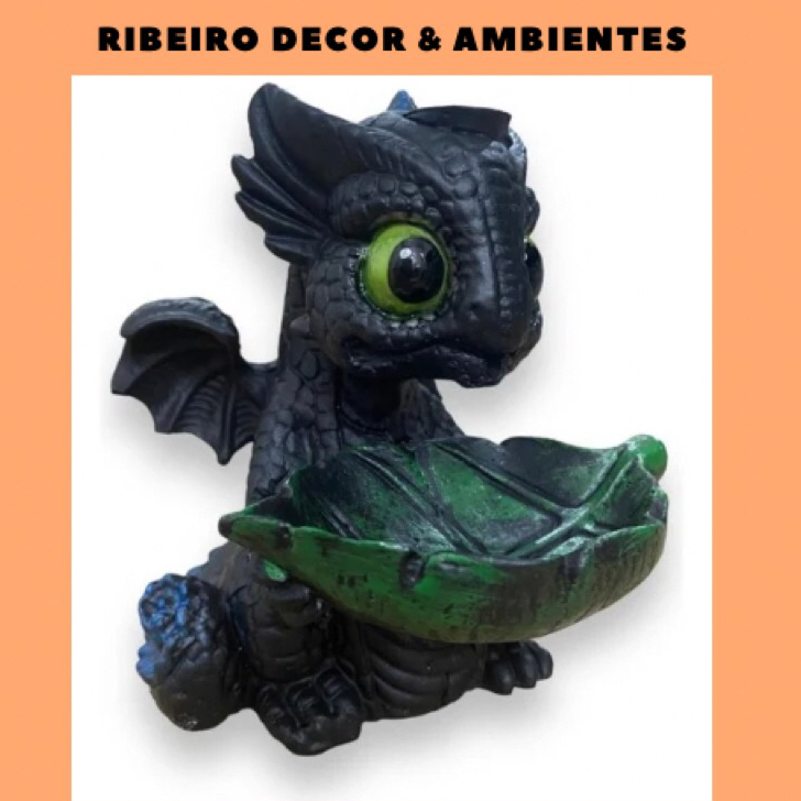Imagem Incensário Cascata De Fumaça Decorado Baby Dragão Porta Incenso Decoração Ambiente
