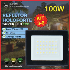 Refletor Led ECO 100W Branco Frio | Branco Quente | Verde IP65 Luz Econômica Bivolt 110-220V