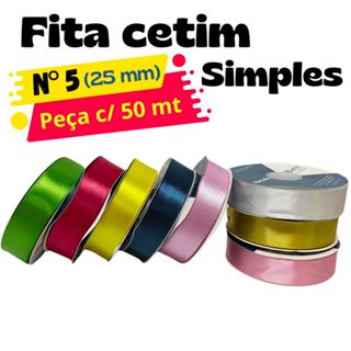 ROLO Fita de Cetim SIMPLES N°5 (25mm) COM 50mts Importada em Oferta na Shopee