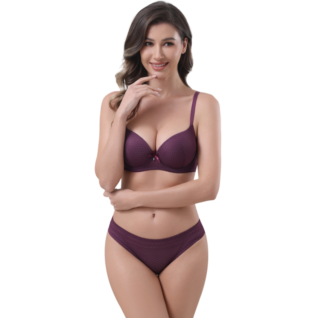 Z&D Lingerie Conjunto Com Aro Com Renda e Bojo Calcinha Tanga 8087