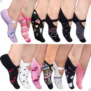 Kit 2 PARES Meia Sapatilha Antiderrapante Pilates YOGA Feminina Estampada / Lisa em Oferta na Shopee