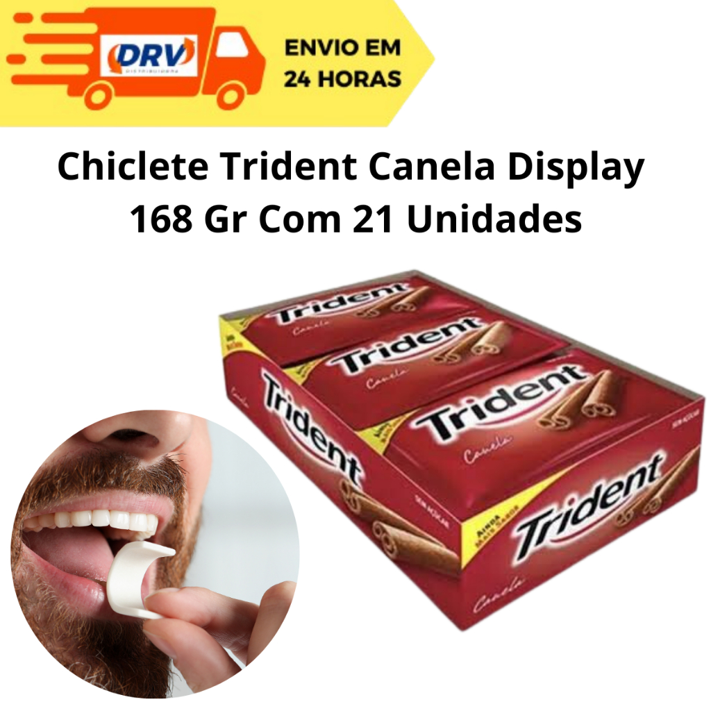 Chicletes Trident Canela Display 168 Gr com 21 Unidades - Chiclete Trident Canela - Trident