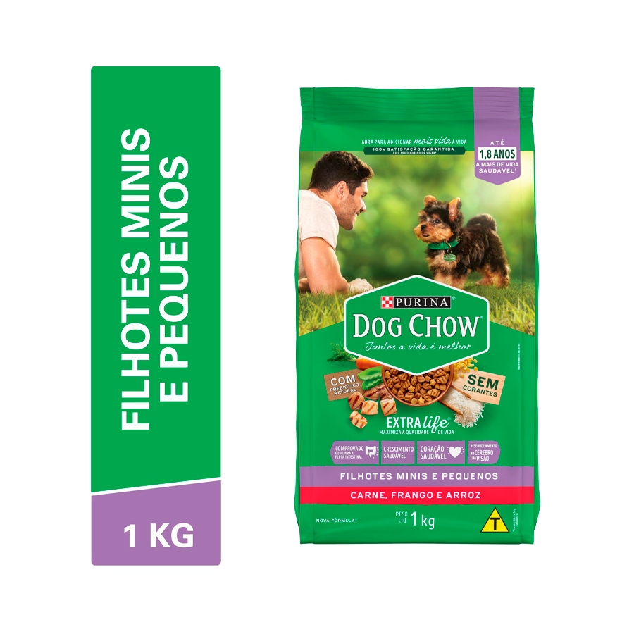Ração Dog Chow Para Cães Filhotes de Raças Pequenas Sabor Frango e Arroz - 1kg