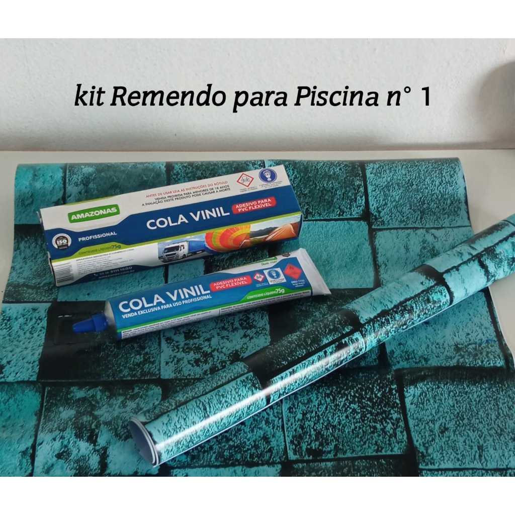 Kit Remendo Para Piscina de Vinil e Infláveis Faixa de Vinil 0,20cm x 0,20cm mais Tubo de Cola Vinil 75gr