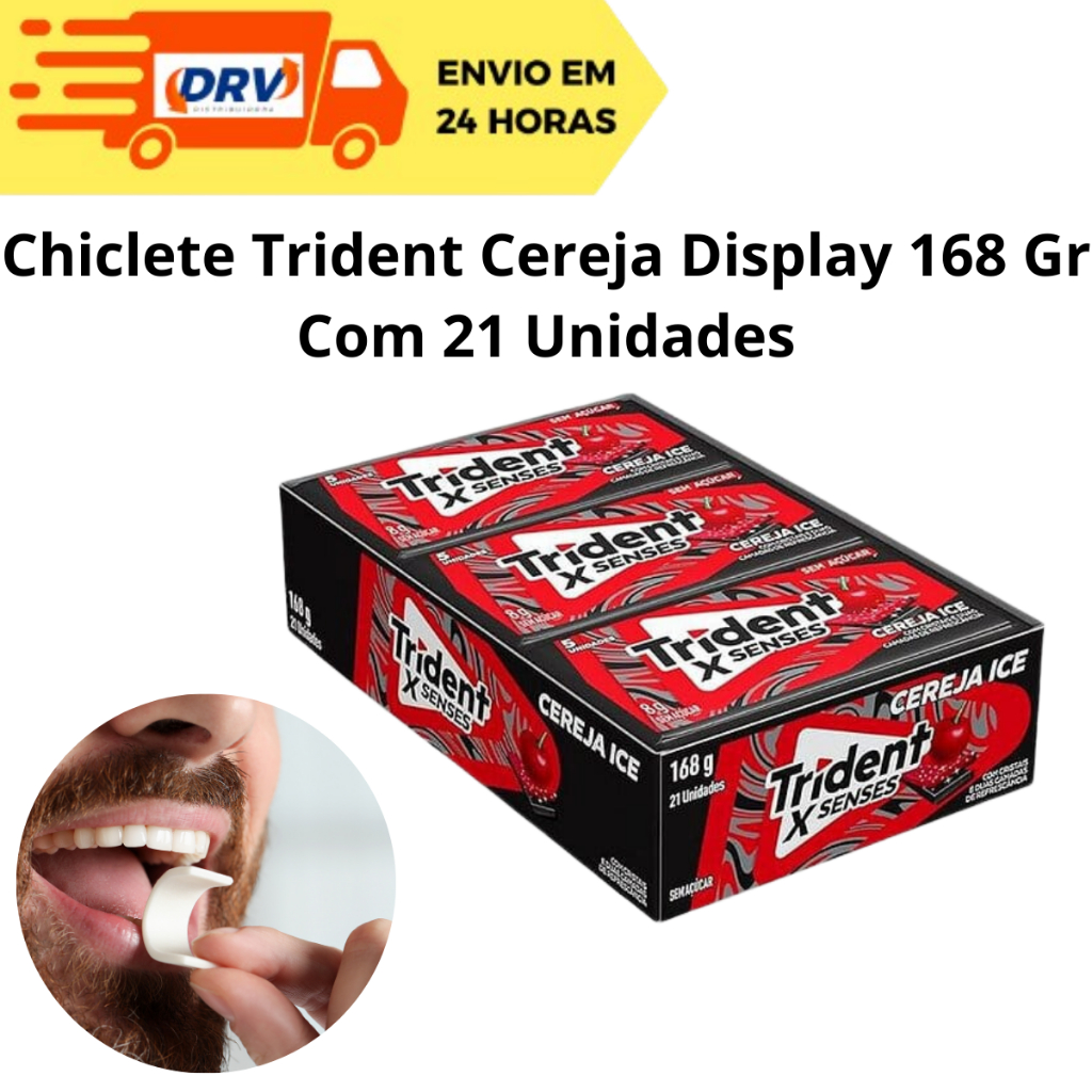 Chiclete Trident Cereja Display 168 Gr com 21 Unidades - Chicletes Trident Cereja - Trident Cereja