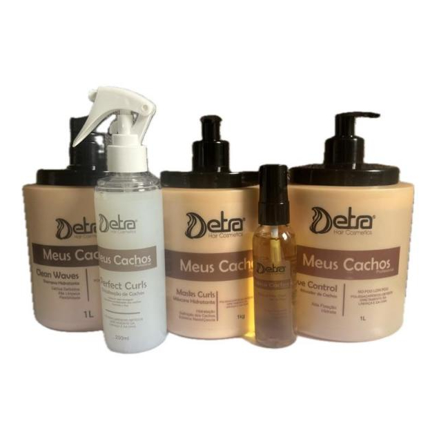 Kit Detra Meus Cachos Shampoo Condicionador Máscara Ativador 4x1000ml
