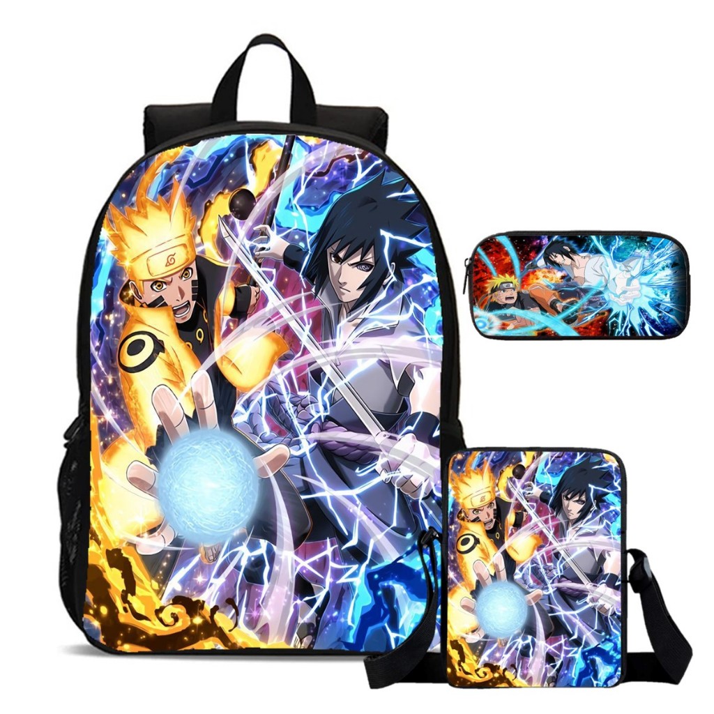 Kit Escolar Mochila Estojo e Bag Sasuke Naruto Anime Ninja Poder em Oferta na Shopee