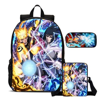 Kit Escolar Mochila Estojo e Bag Sasuke Naruto Anime Ninja Poder em Oferta na Shopee