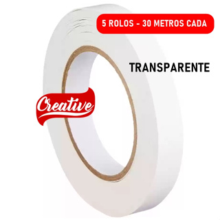 5 Rolo de Fita Adesiva Dupla Face 9mm - 150 Metros -  -Transparente - Creative Produtos em Oferta na Shopee