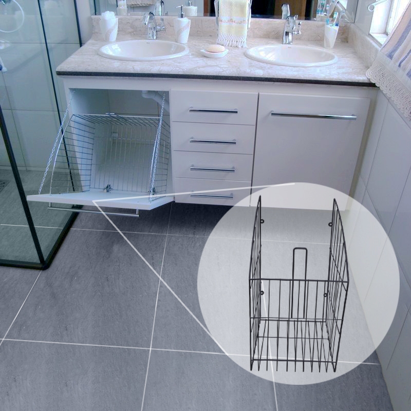 Roupeiro Basculante Tulha Aramada para Armário Planejado Organizador Lavanderia Cesto Roup...