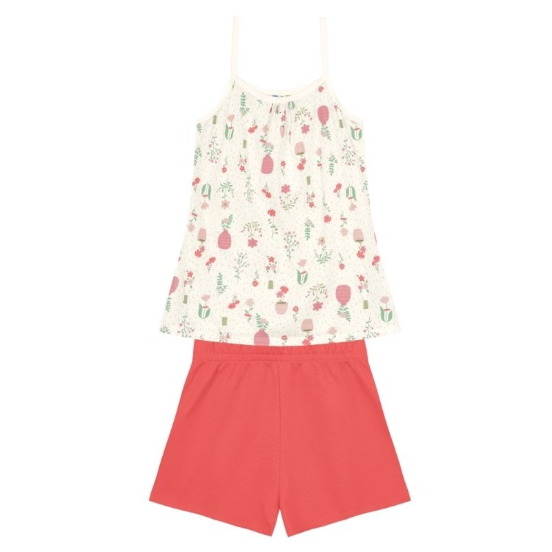 Conjunto Infantil Feminino Blusa Estampada Floral e Shorts Moletinho Brandili - 36210.044