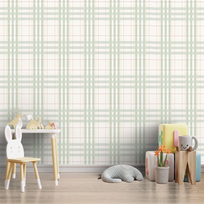 Papel de Parede Adesivo Xadrez Painel - Decoração Quarto Infantil