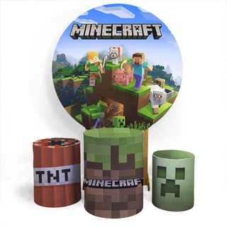 Painel Redondo E Capas De Cilindro Sublimados Minecraft em Oferta na Shopee