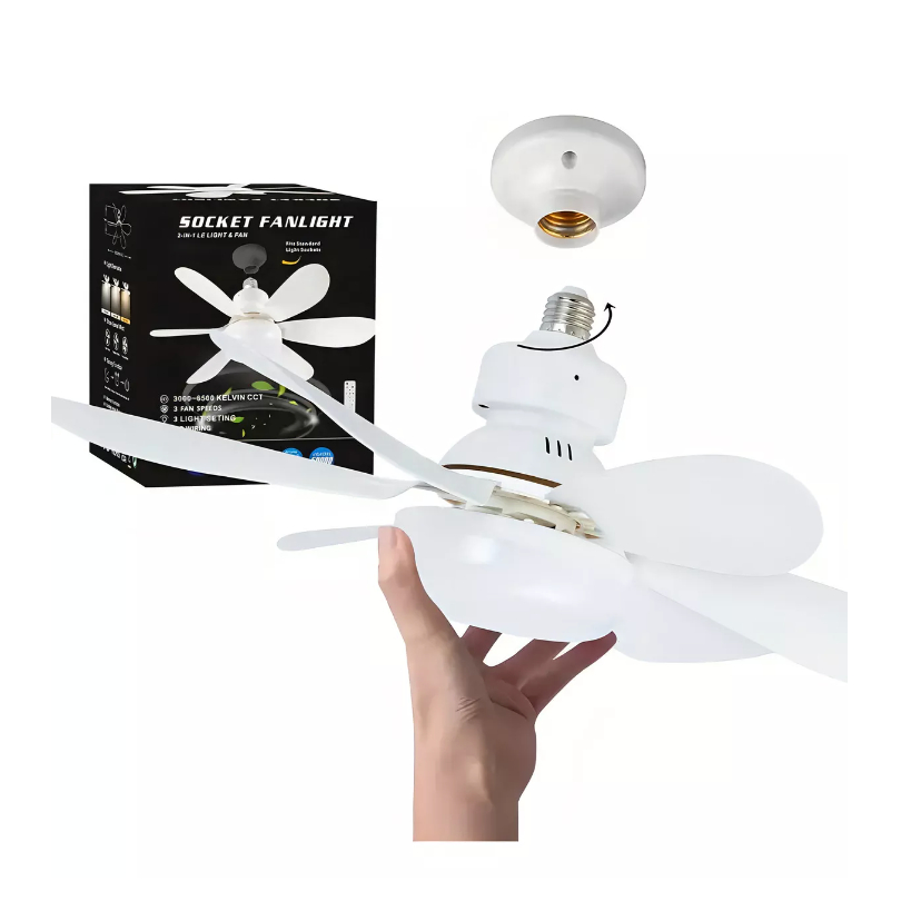 Ventilador de teto Com Luz  (6 Hélices) Maior Raio 60W 52cm Controle Remoto Bivolt LED 110V-220V