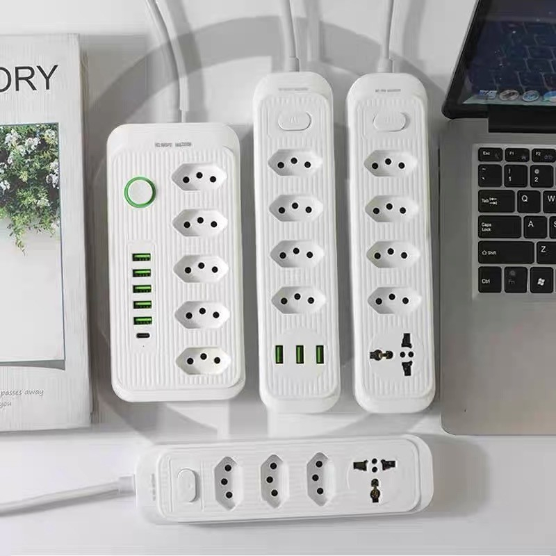 A Extensão Régua de 5 Tomadas 2 Tomadas Universal 2 Porta USB 1 Tipo-C 1,90m Bivolt - A631