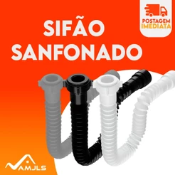 Sifão Sanfonado Lavatório Pia E Tanque Extensivo - Branco | Preto | Cinza