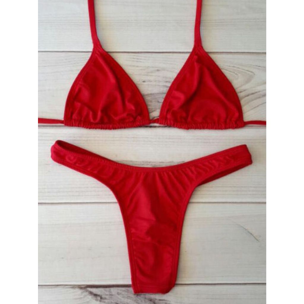 Biquini feminino asa delta fio dental busto cortininha ambos forrados