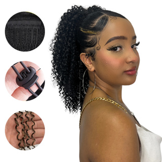 Cabelo Aplique Rabo De Cavalo Afro Cacheado Fibra Orgânica Curto 40cm em Oferta na Shopee