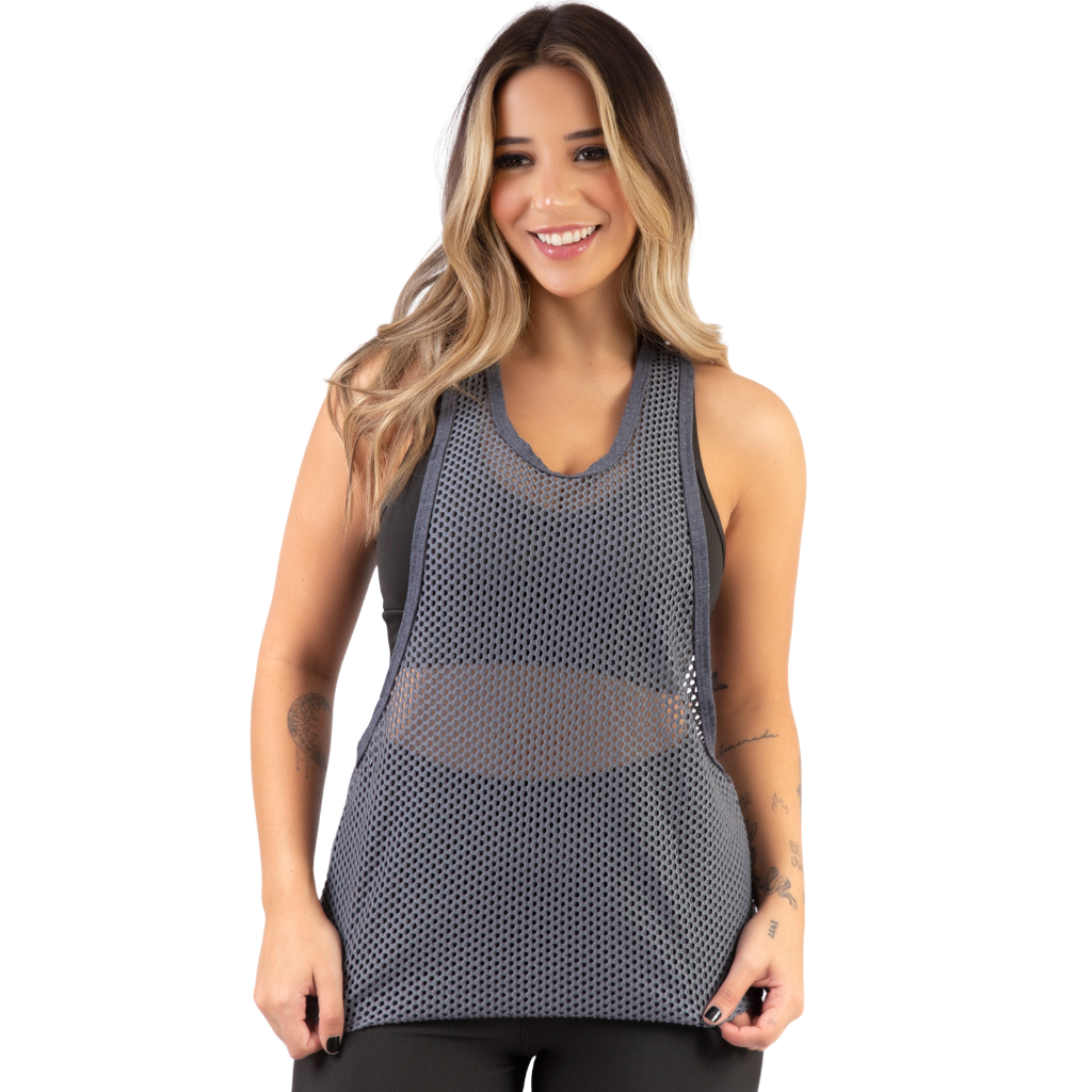 Regata Cavada Tela Blusa Furadinha Regata Fitness Telinha Promoção Moda Fitnes Academia