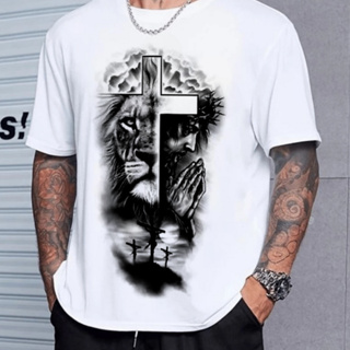 Camiseta Cristã Leão Jesus 100% Algodão PREMIUM em Oferta na Shopee