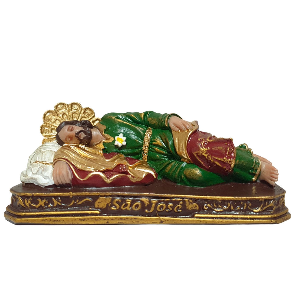 Imagem de São José Dormindo em Resina - Acabamento Colorido 12cm em Oferta na Shopee