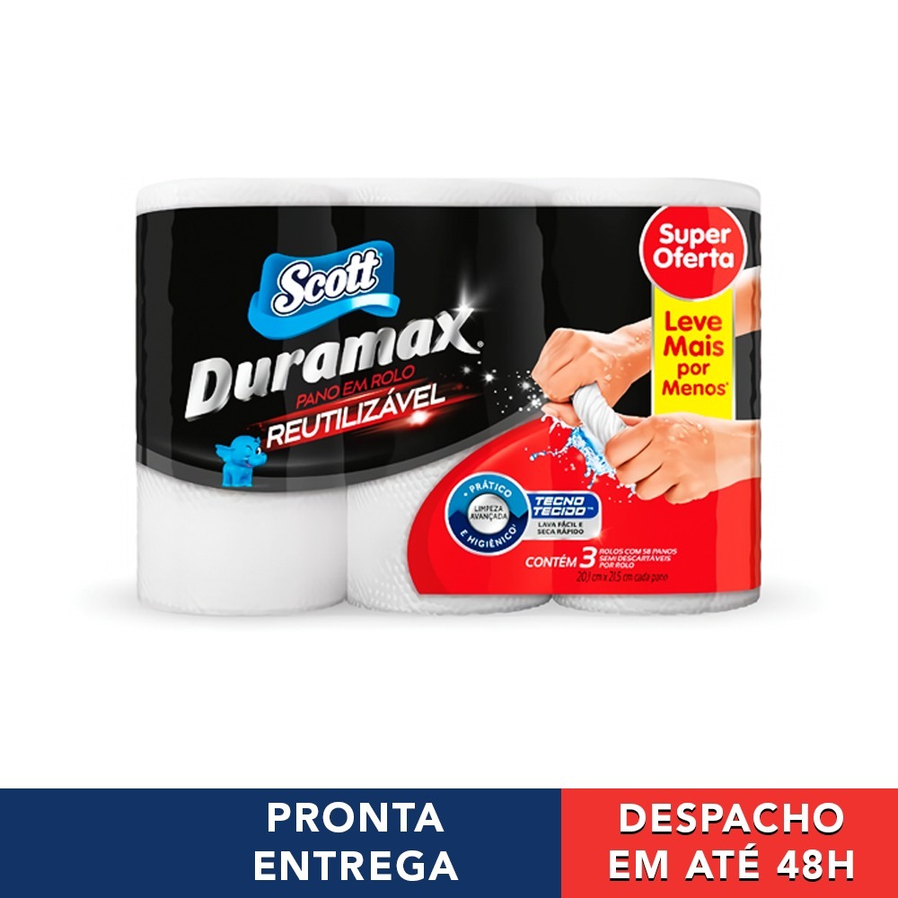 Kit com 3 Panos DURAMAX SCOTT BRANCO - Multiuso Reutilizável Toalha Lavável Picotado
