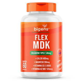 Flex Mdk Colágeno Tipo 2 40mg + Cálcio 400mg + Mag 260mg + Vit D3 + Vit K2 MK7 120mcg Bigens em Oferta na Shopee