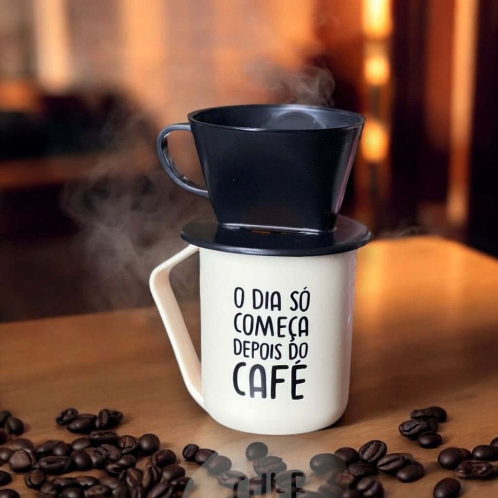 Kit Café Gourmet C/ Caneca 400ml Ml+ Coador Mini Coloração Sortida