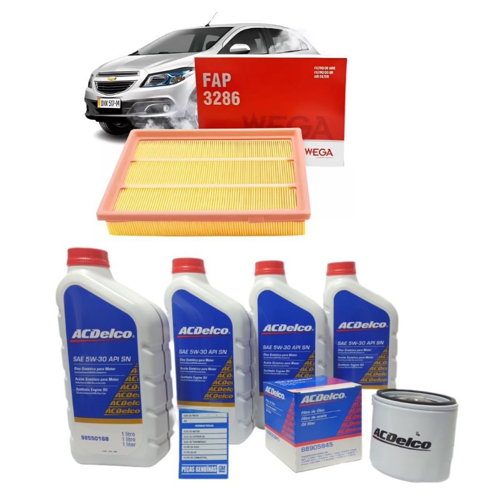Kit Troca Óleo 5w30 SN Sintético  GM+Filtro de Óleo Acdelco+ Filtro de Ar Onix 1.0 1.4 2012 Á 2019 em Oferta na Shopee