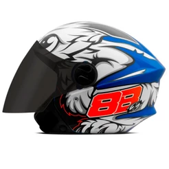 Capacete Aberto De Moto Feminino E Masculino New Liberty Three Azul Brilhante GP 88 Pro Tork