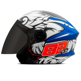 Capacete Aberto De Moto Feminino E Masculino New Liberty Three Azul Brilhante GP 88 Pro Tork em Oferta na Shopee