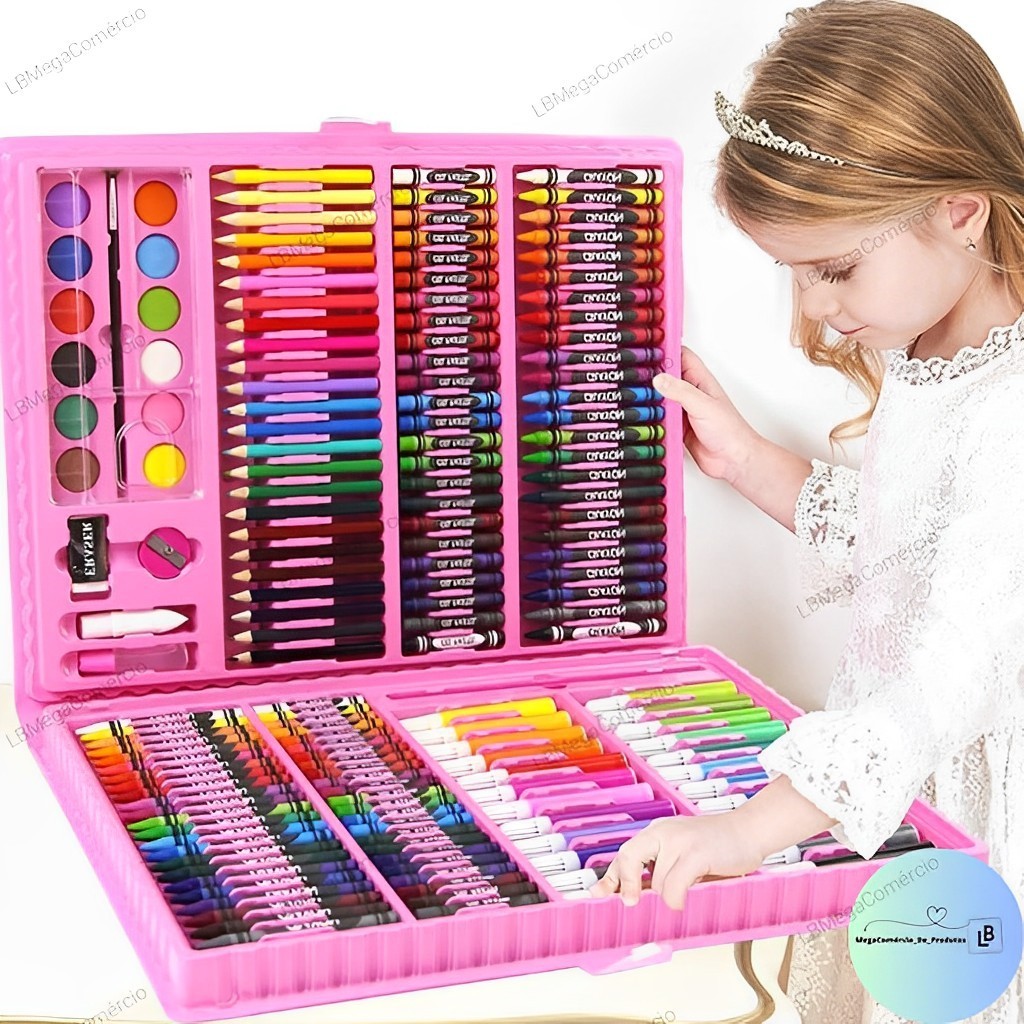 Maleta Pintura Infantil Estojo Lápis Giz Canetinhas Desenhos Colorir Criatividade Pequenos Artistas em Oferta na Shopee